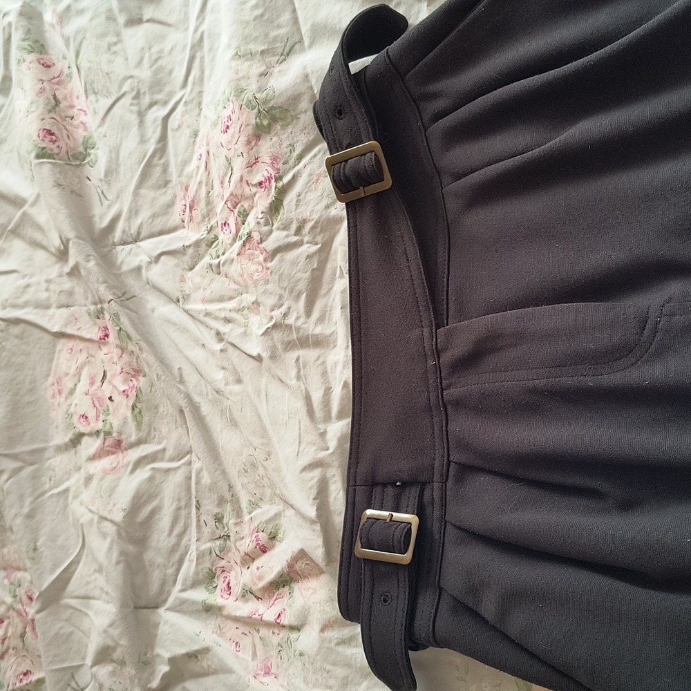 Anthropology Maeve Black Pencil Skirt Buckles - Picture 2 of 5